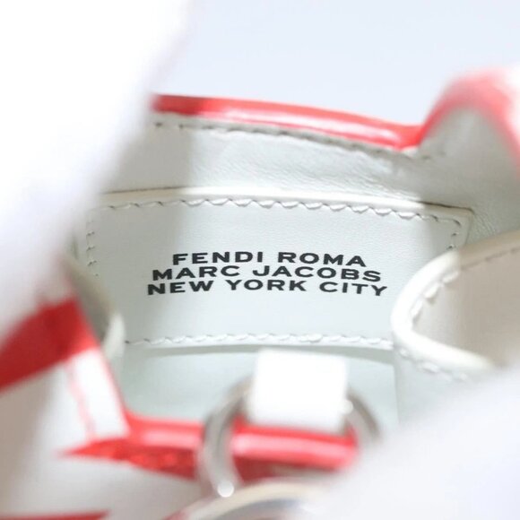 FENDI Bunny Mark Jacobs Collaboration Bag Leather White Red Silver Auth BD1711AM - Picture 12 of 16
